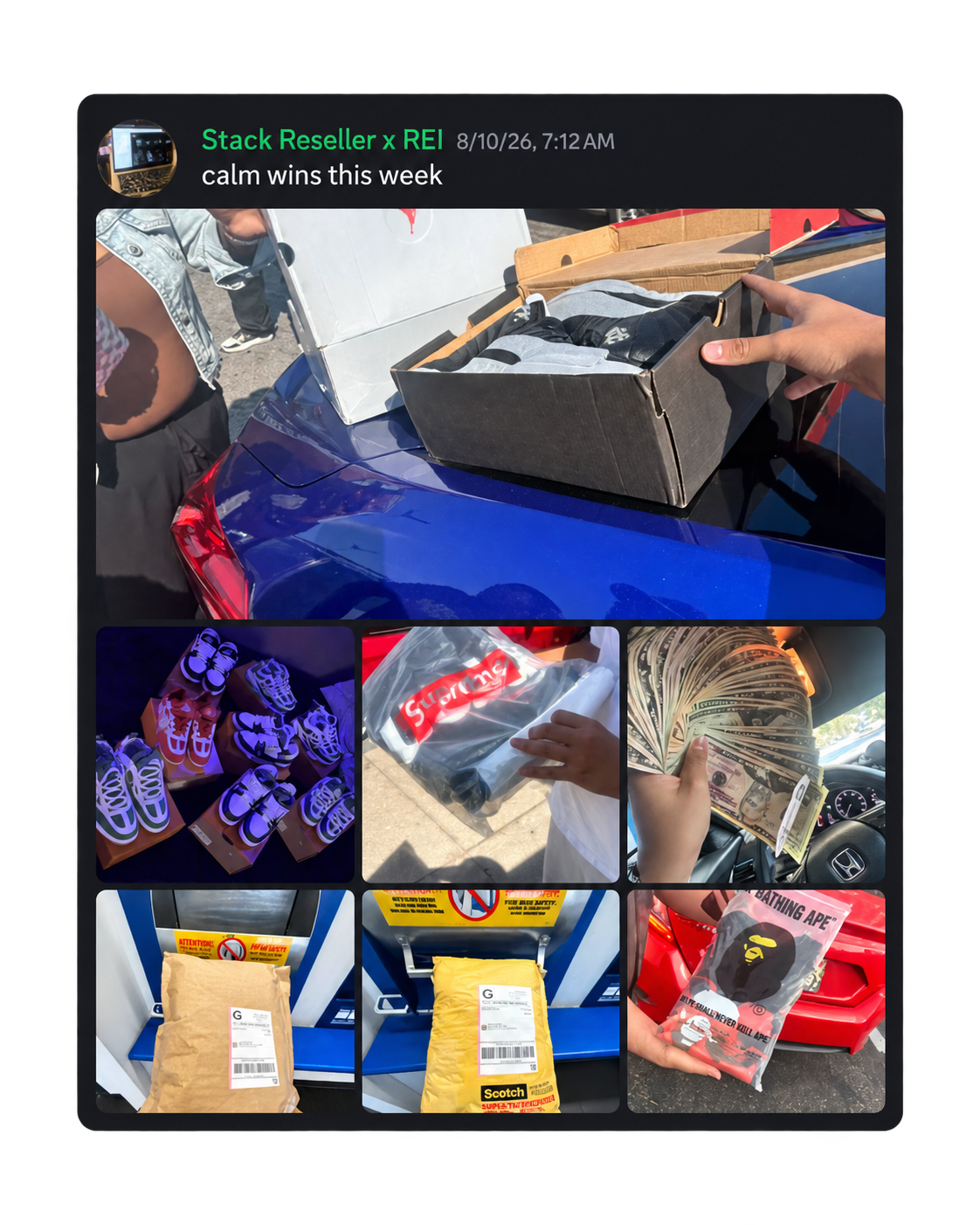 Community post showing sourced products