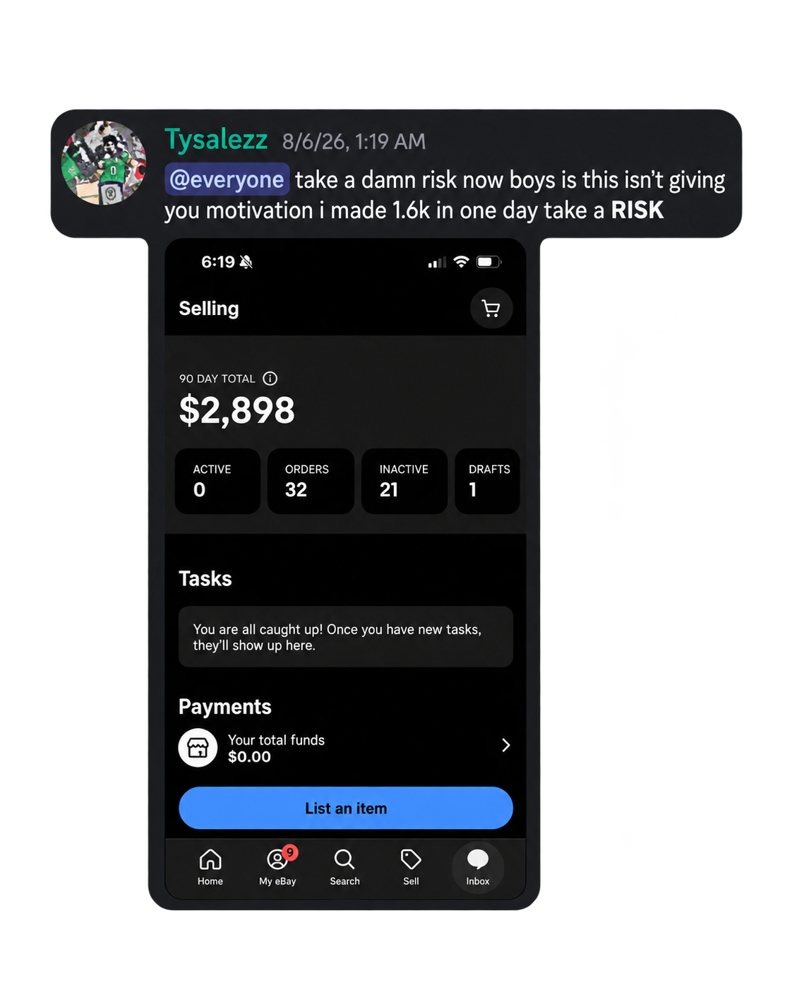 Community member's orders screenshot